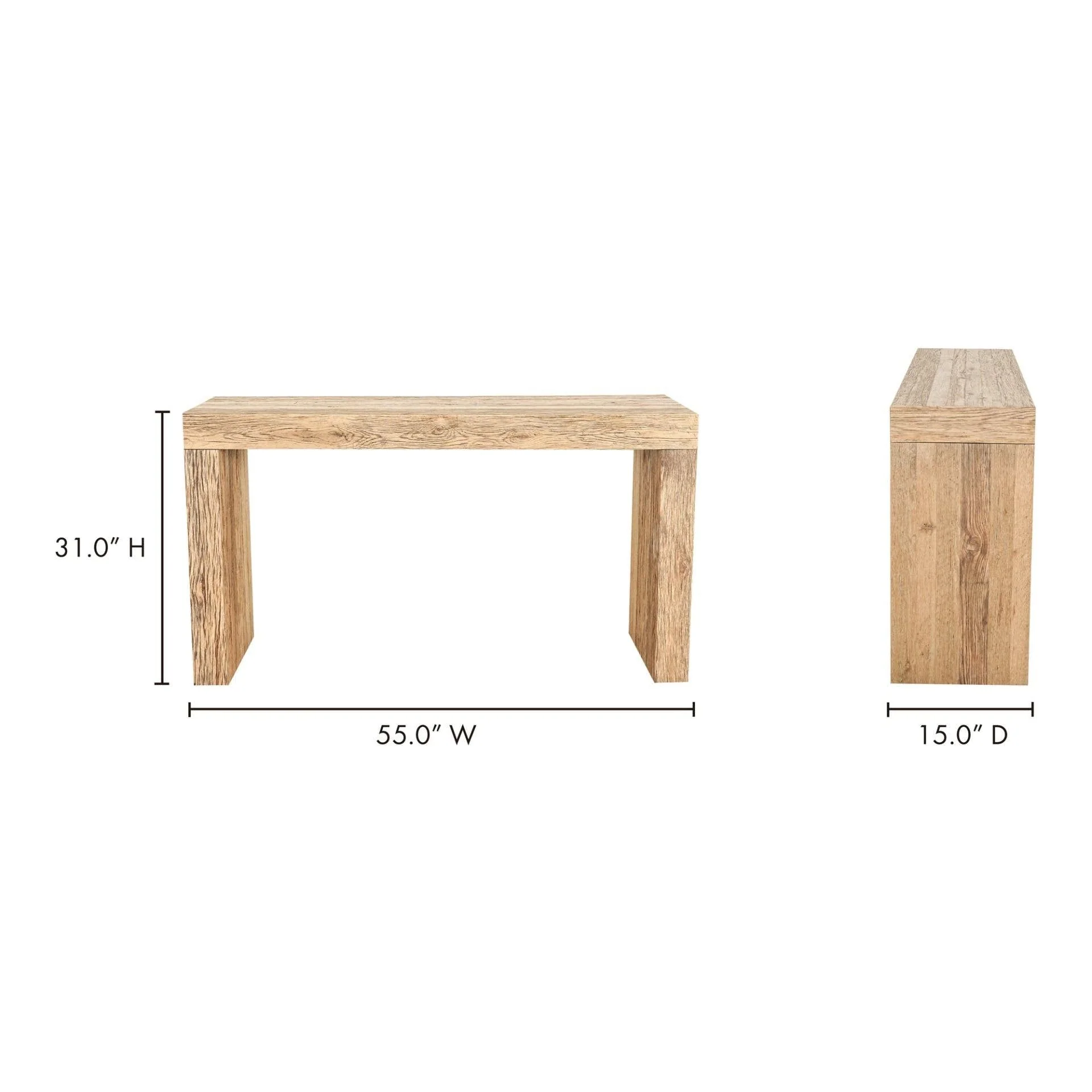 Moe’s Home Collection Evander Natural Reclaimed Wood Console Table - Image 7