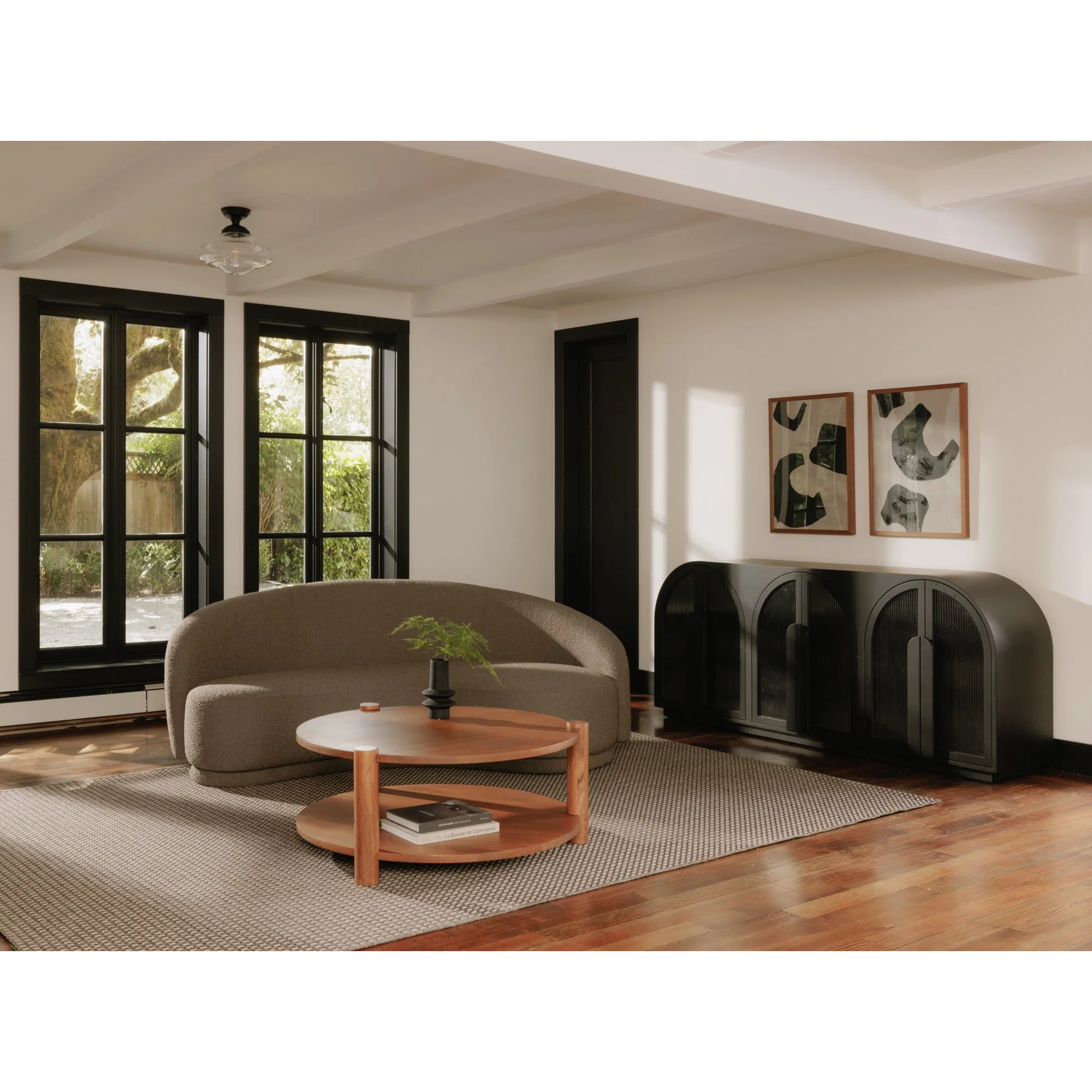 Moe's Home Collection Excelsior Warm Taupe Boucle Curved Sofa - Image 10