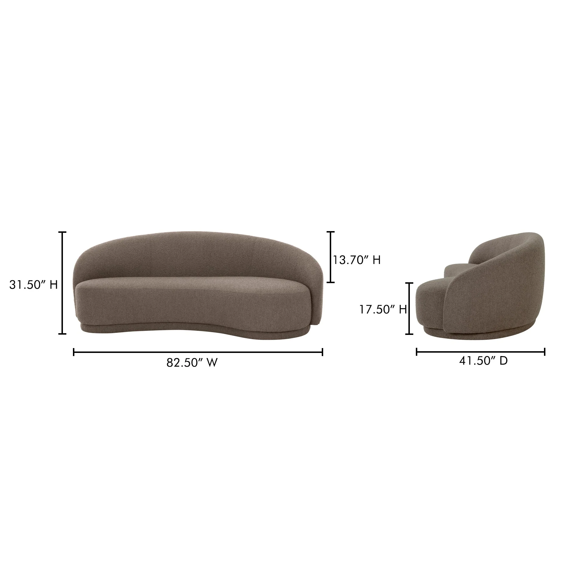 Moe's Home Collection Excelsior Warm Taupe Boucle Curved Sofa - Image 11