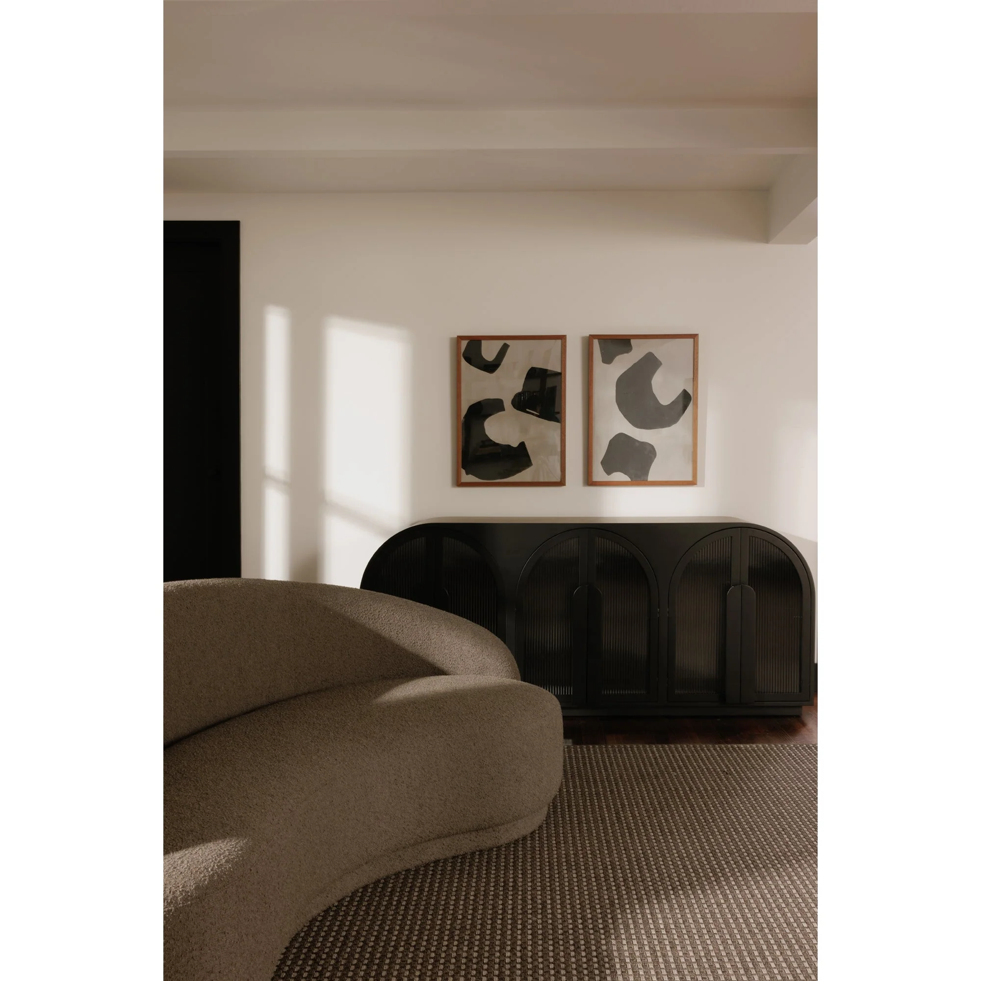 Moe's Home Collection Excelsior Warm Taupe Boucle Curved Sofa - Image 8