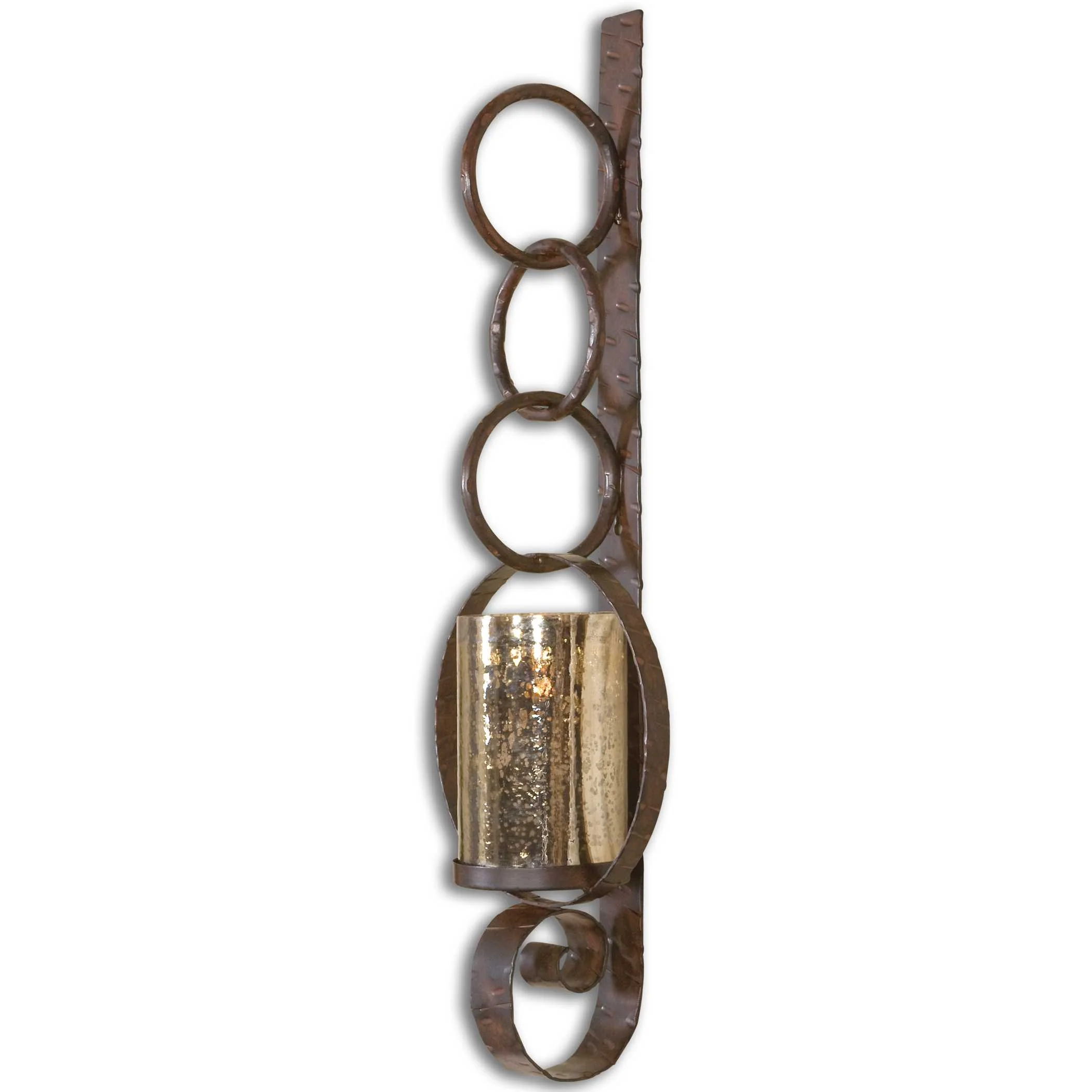 Uttermost Falconara Burnished Brown with Antiqued Mercury Glass Hurricane Candle Sconce - Image 2