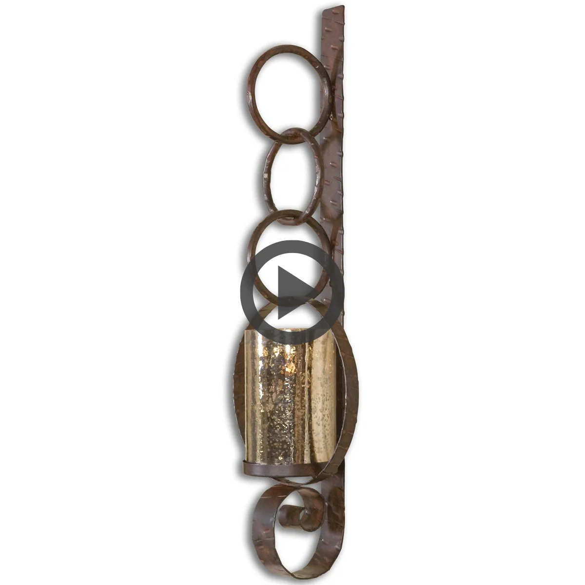 Uttermost Falconara Burnished Brown with Antiqued Mercury Glass Hurricane Candle Sconce - Image 4
