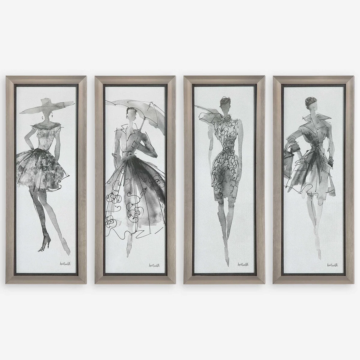Uttermost Fashion Sketchbook Set of 4 Framed Prints