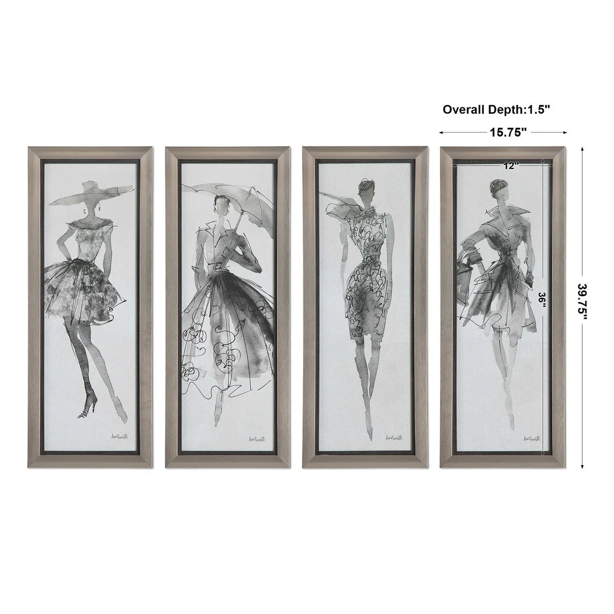 Uttermost Fashion Sketchbook Set of 4 Framed Prints - Image 4