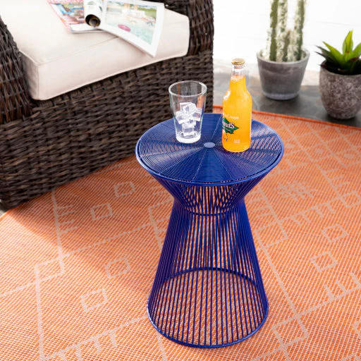 Surya Fife Modern Royal Blue Metal Round Accent Side Table FIFE-102