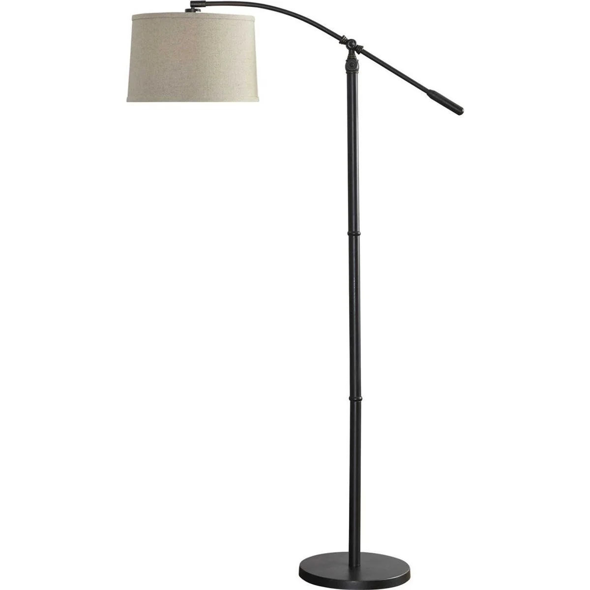 Casa Bella Living Oatmeal Shade With Rubbed Bronze Base Adjustable Modern Arc Floor Lamo - Image 2