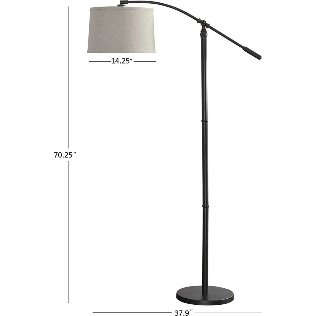 Casa Bella Living Oatmeal Shade With Rubbed Bronze Base Adjustable Modern Arc Floor Lamo - Image 9