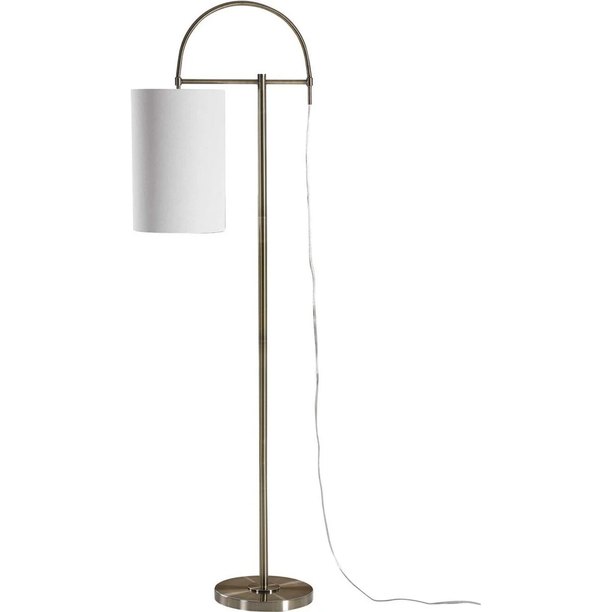 Casa Bella Living Light Beige Linen Drum Shade with Antique Brushed Brass Base Modern Arc Floor Lamp - Image 4