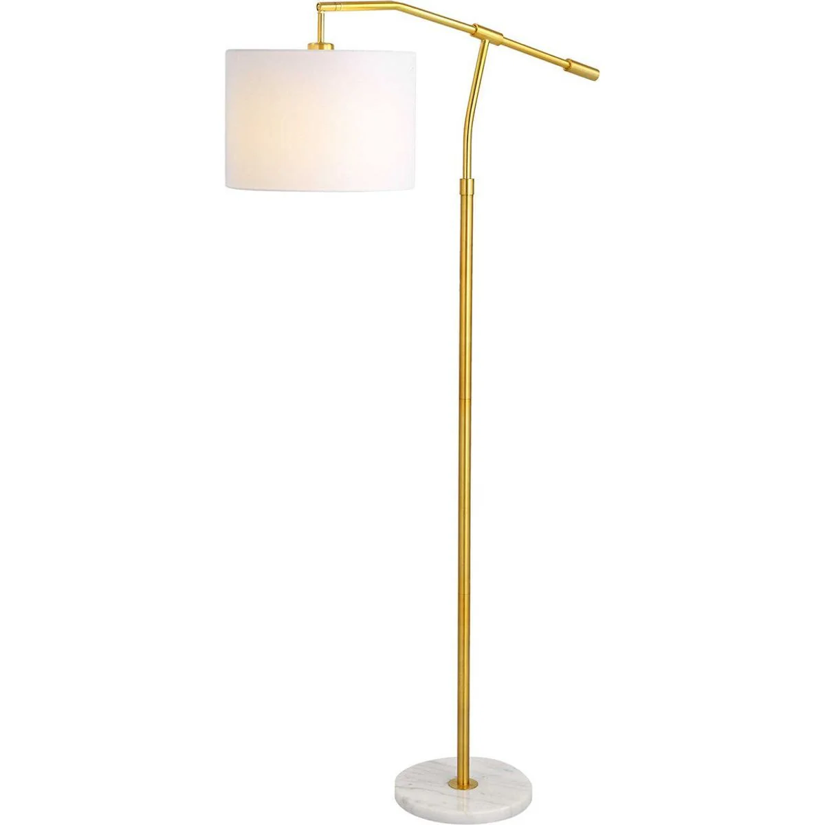 Casa Bella Living White Linen Shade with Gold and White Marble Base Modern Floor Lamp - Image 3