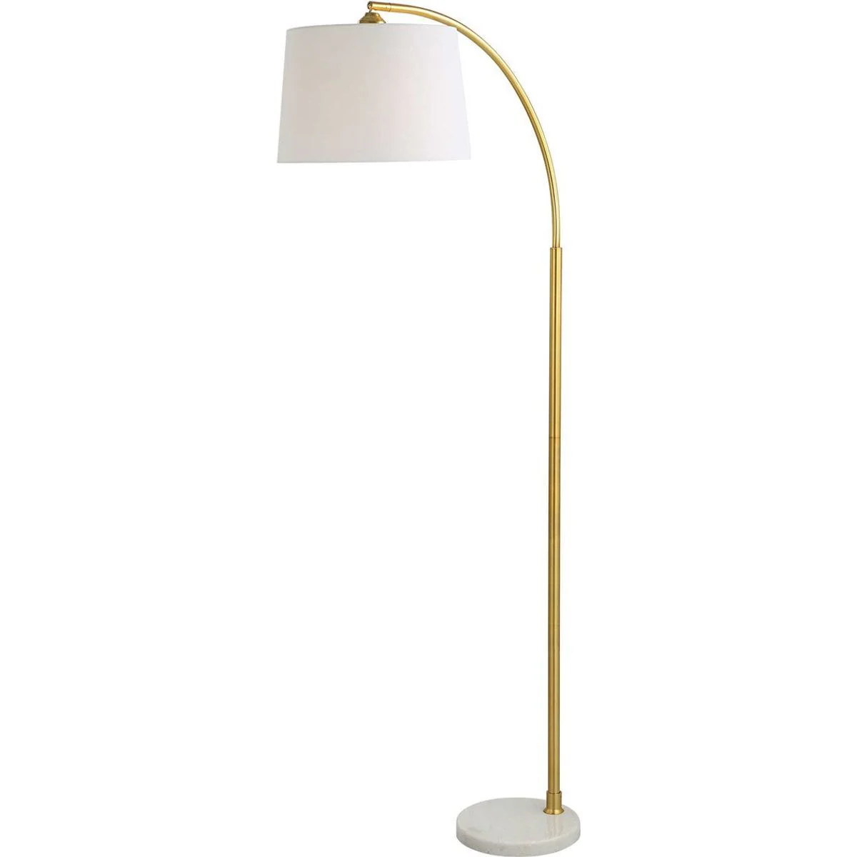 Casa Bella Living White Linen Shade With Gold Metal and White Marble Base Adjustable Modern Arc Floor Lamp - Image 2