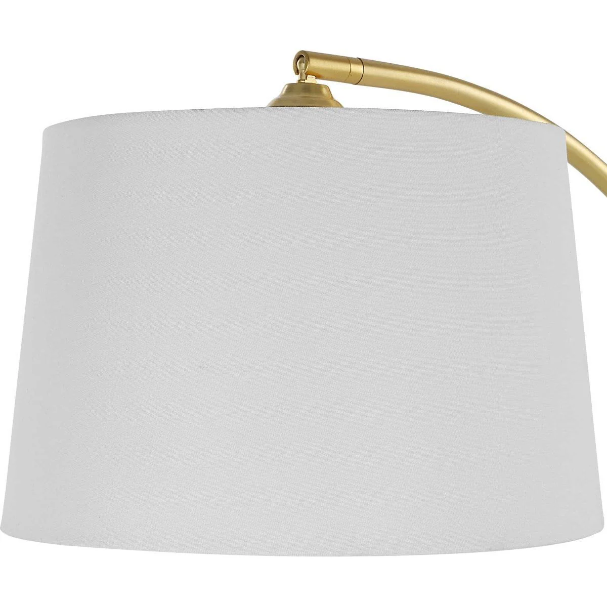 Casa Bella Living White Linen Shade With Gold Metal and White Marble Base Adjustable Modern Arc Floor Lamp - Image 4