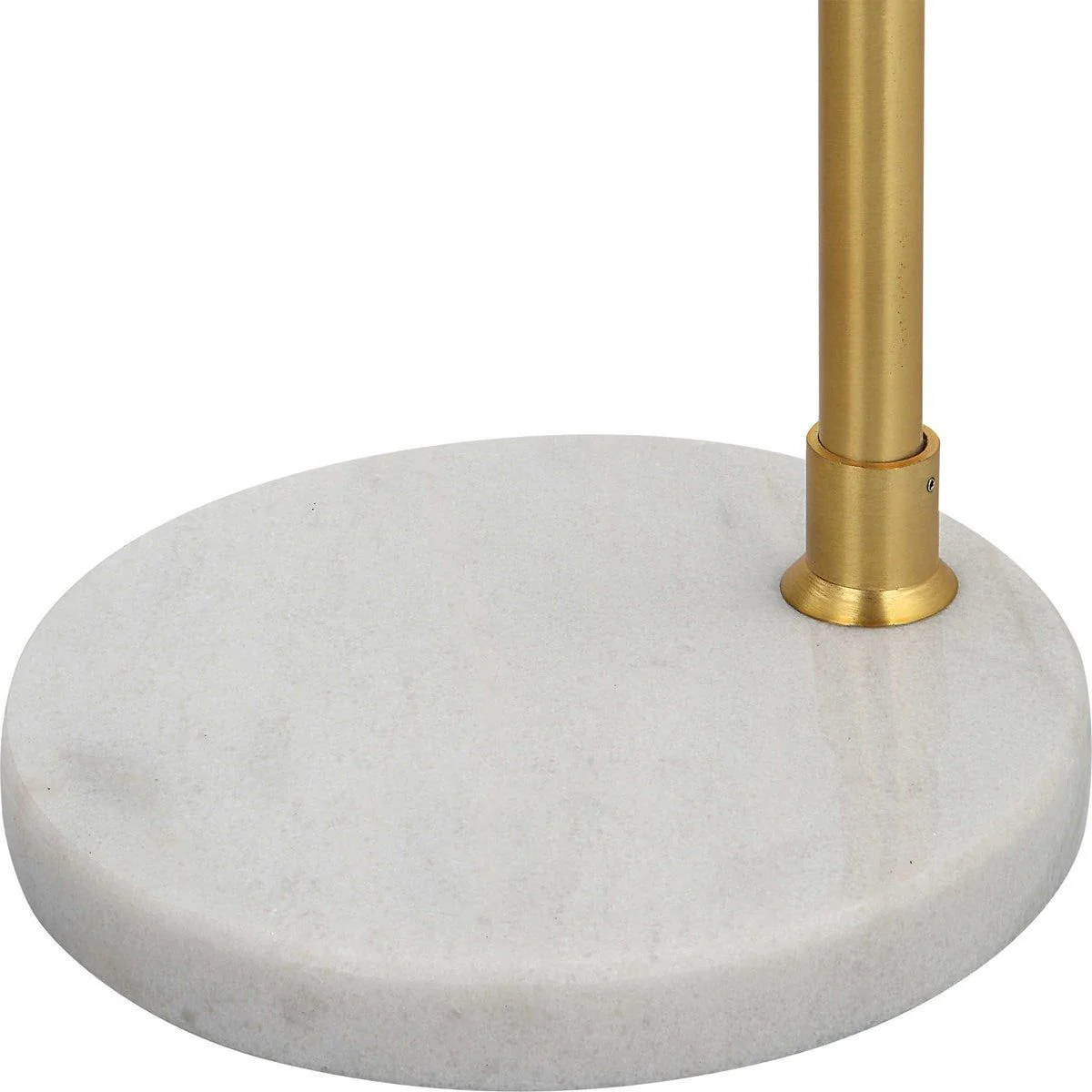 Casa Bella Living White Linen Shade With Gold Metal and White Marble Base Adjustable Modern Arc Floor Lamp - Image 5