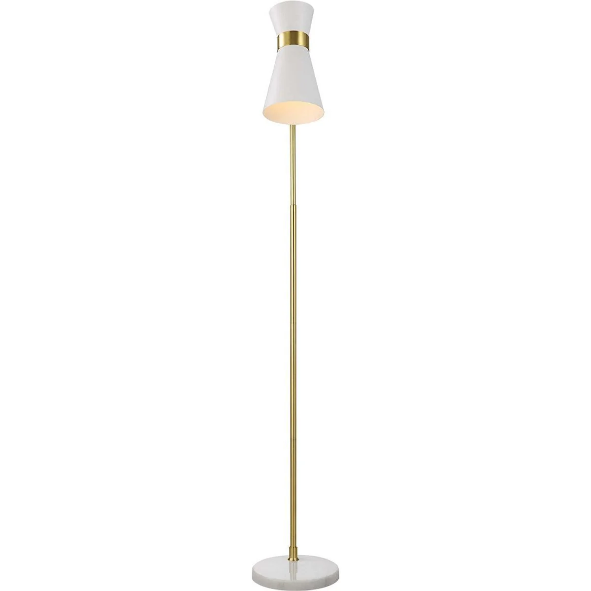 Casa Bella Living White Metal Cone Shade with Gold and White Marble Base Modern Floor Lamp - Image 6