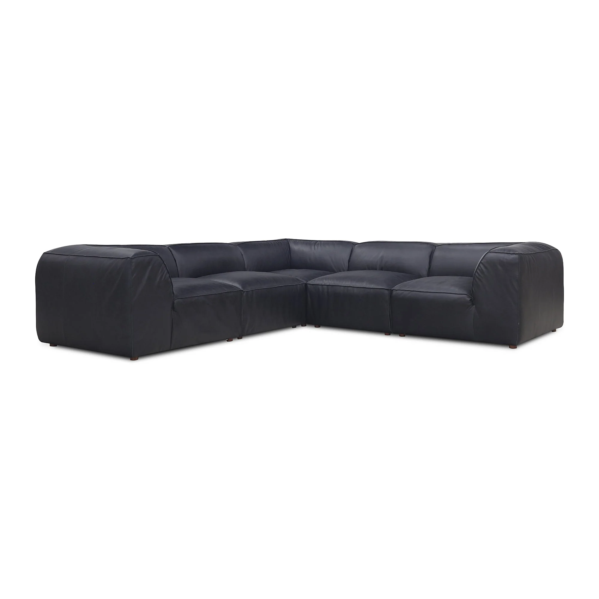 Moe's Home Collection Form Classic L-Shaped Modular Sectional ~ Vantage Black Leather