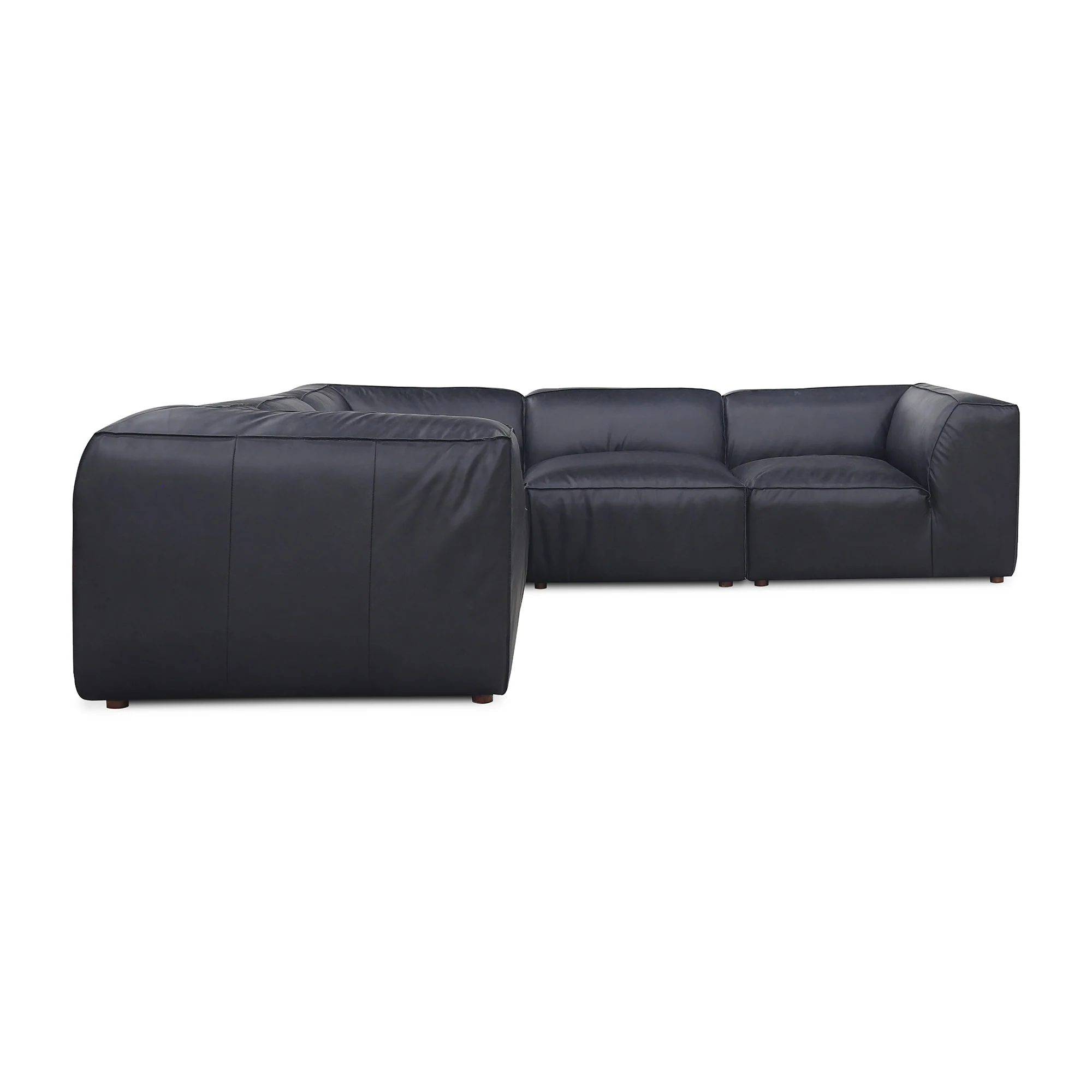 Moe's Home Collection Form Classic L-Shaped Modular Sectional ~ Vantage Black Leather - Image 2
