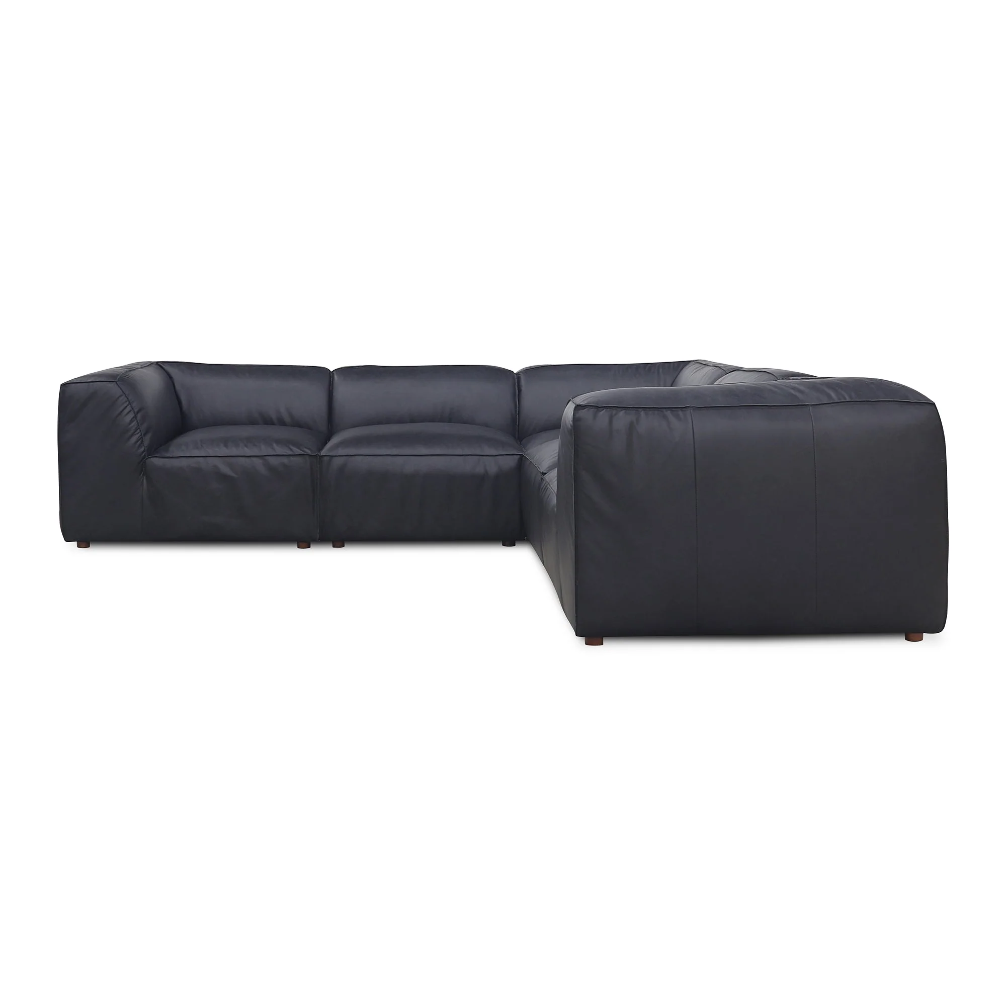 Moe's Home Collection Form Classic L-Shaped Modular Sectional ~ Vantage Black Leather - Image 4