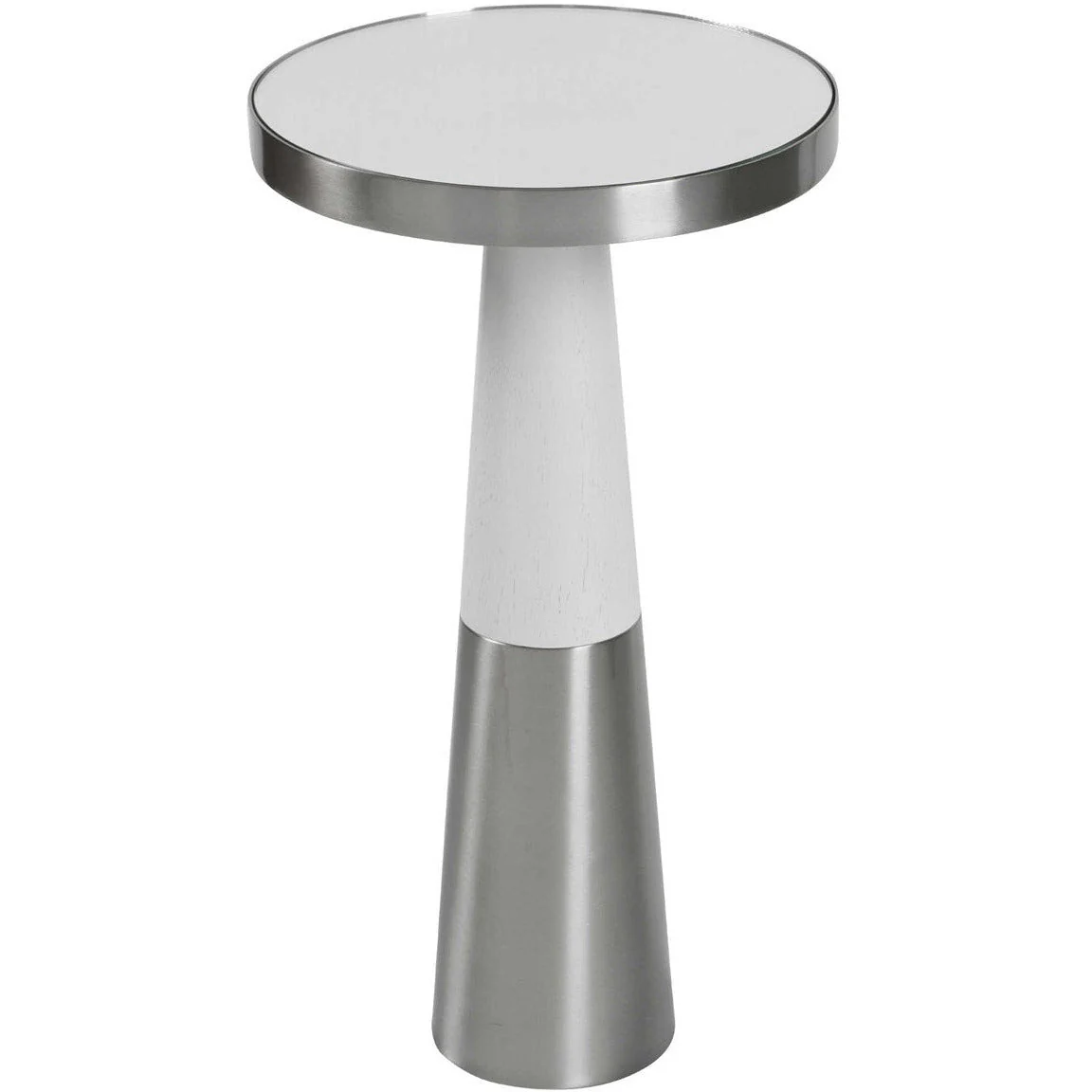Uttermost Fortier Mirrored Top With White Wood & Brushed Nickel Modern Accent Table - Image 5