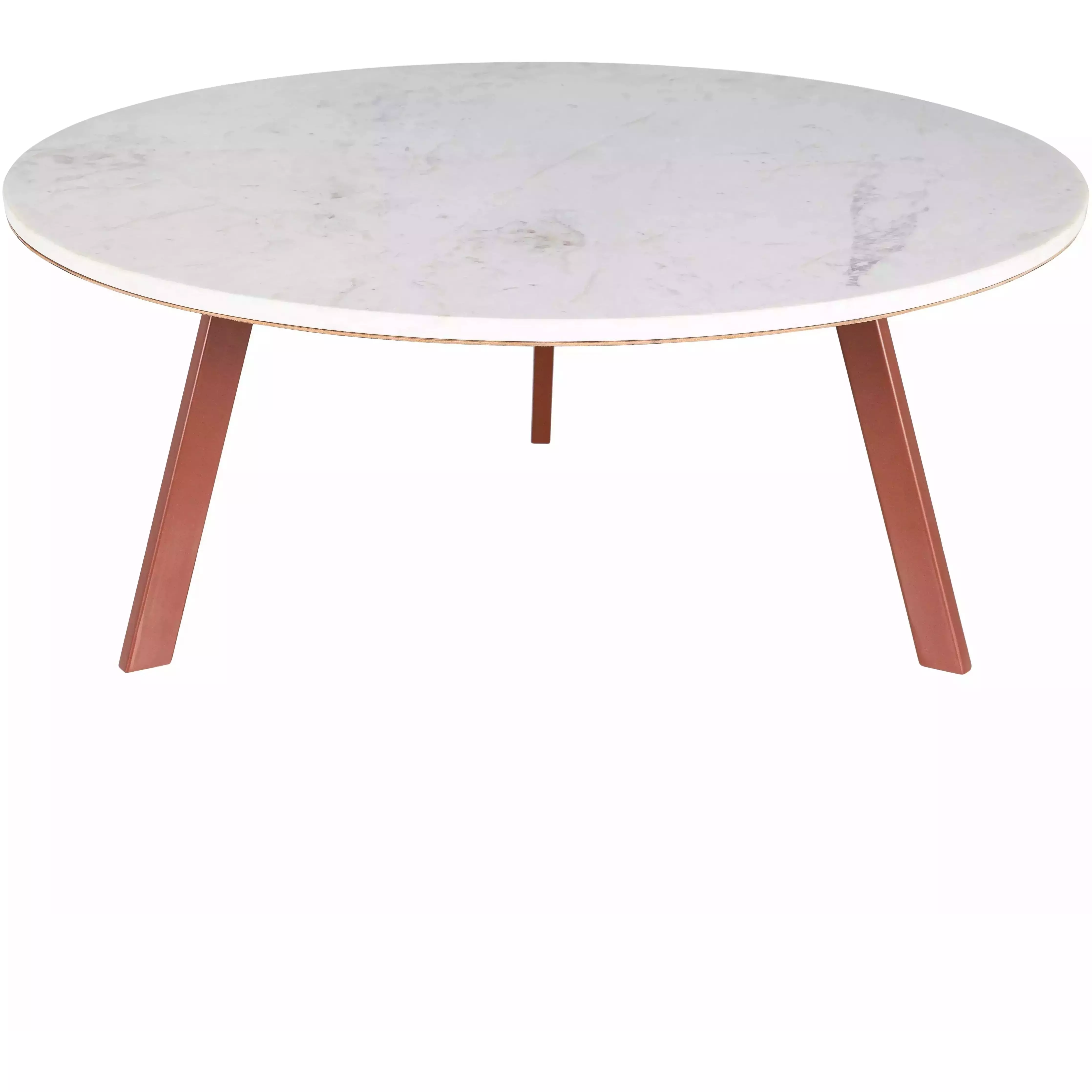 Surya Gabriella Modern White Marble Top With Brown Metal Base Round Coffee Table GBA-001 - Image 2