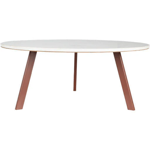 Surya Gabriella Modern White Marble Top With Brown Metal Base Round Coffee Table GBA-001 - Image 3