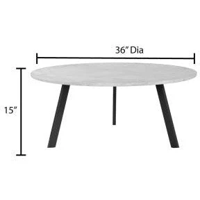 Surya Gabriella Modern White Marble Top With Brown Metal Base Round Coffee Table GBA-001 - Image 4