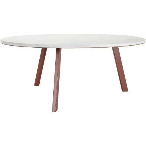 Surya Gabriella Modern White Marble Top With Brown Metal Base Round Coffee Table GBA-001 - Image 5
