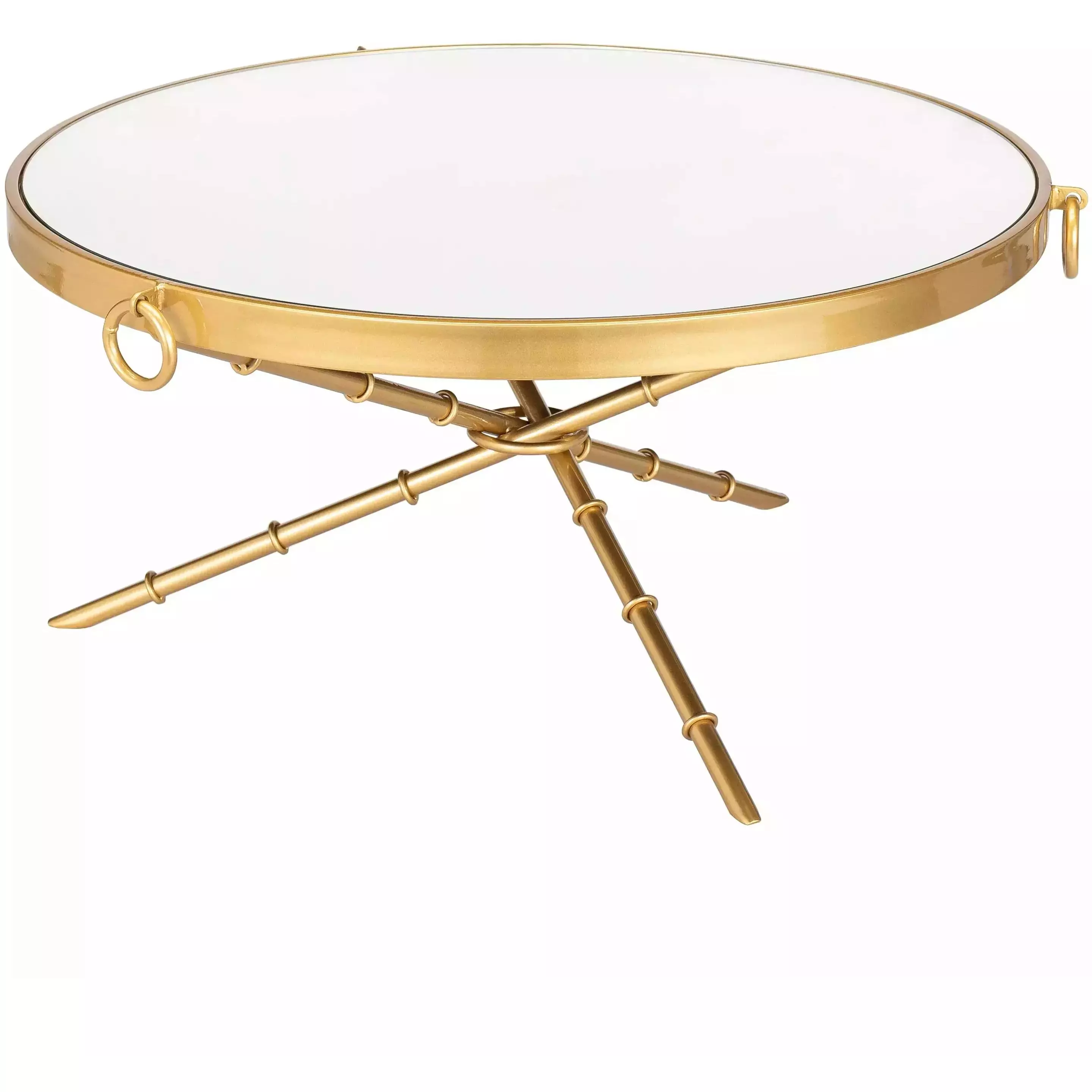 Surya Galatine Modern Mirrored Top With Metallic Gold Metal Round Coffee Table GIE-001 - Image 2