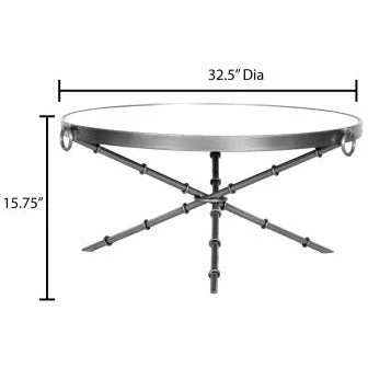 Surya Galatine Modern Mirrored Top With Metallic Gold Metal Round Coffee Table GIE-001 - Image 4