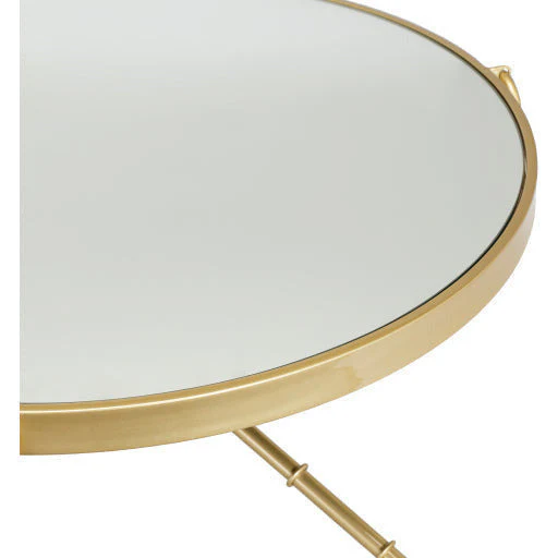 Surya Galatine Modern Mirrored Top With Metallic Gold Metal Round Coffee Table GIE-001 - Image 5