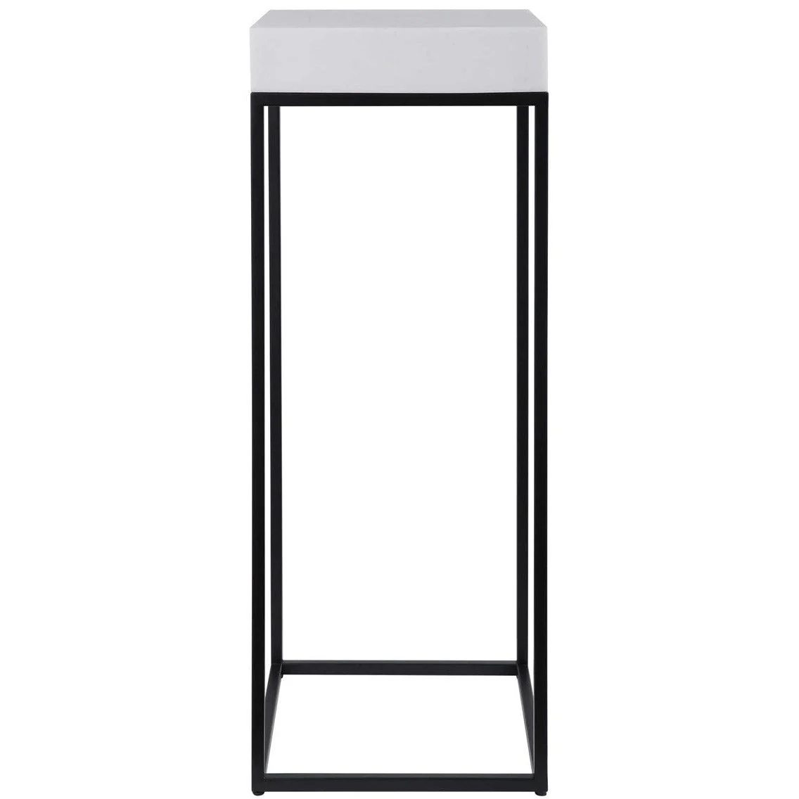 Uttermost Gambia White Top With Aged Black Metal Modern Square Plant Stand - Image 4