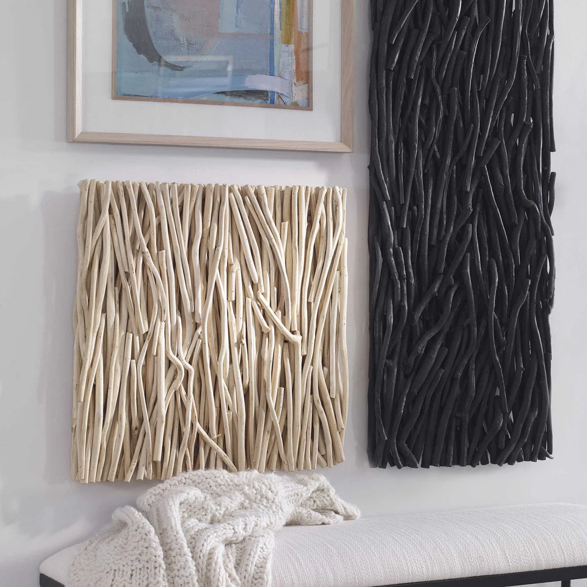 Uttermost Gathered Bleached Teak Square Wood Wall Decor - Image 3