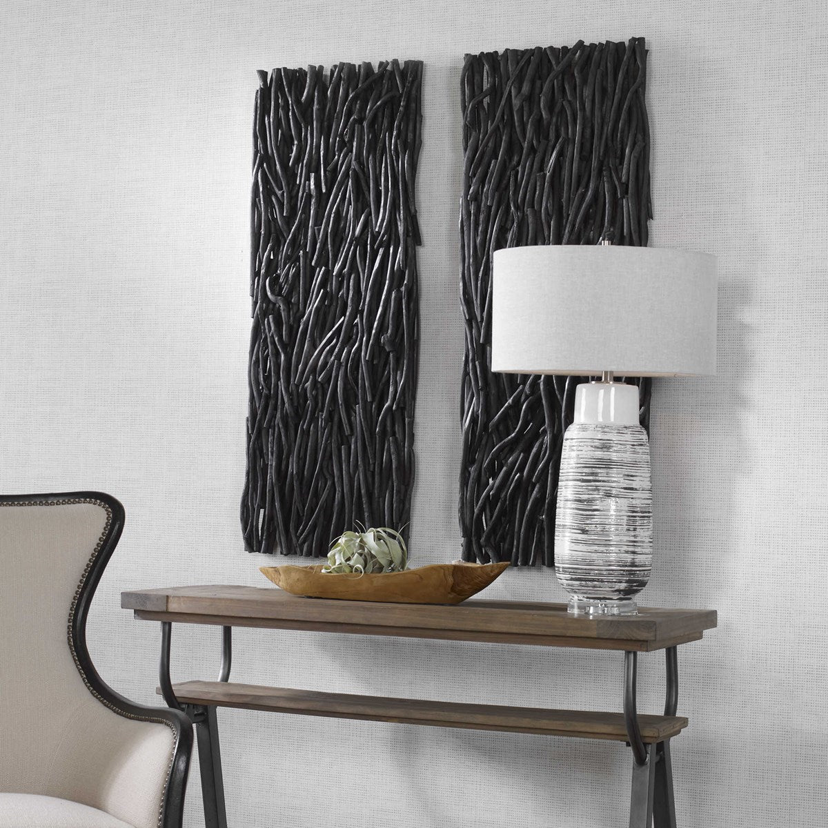 Uttermost Gathered Black Teak Wood Wall Decor - Image 4