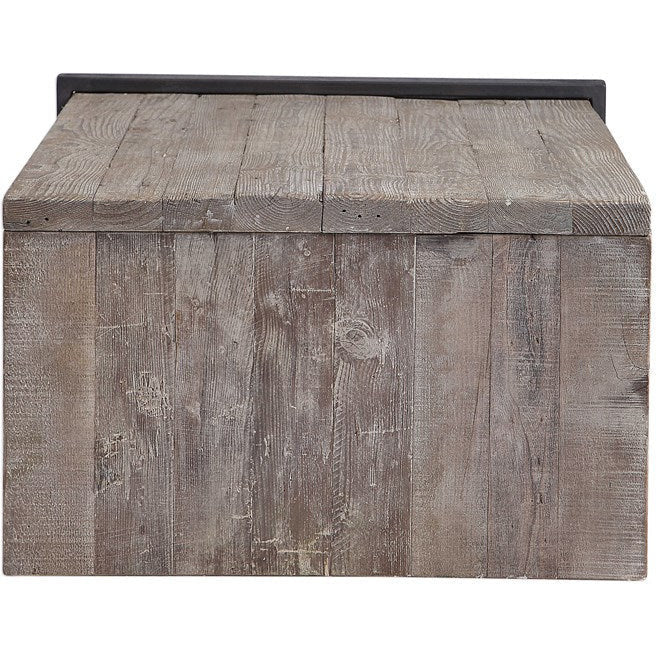 Uttermost Genero Weathered Gray Wash Wood With Aged Iron Rustic Modern Coffee Table - Image 6