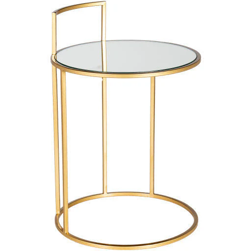 Surya Gossamer Modern Mirror Top Metallic Gold Metal Base Round Accent Side Table GGR-001 - Image 2