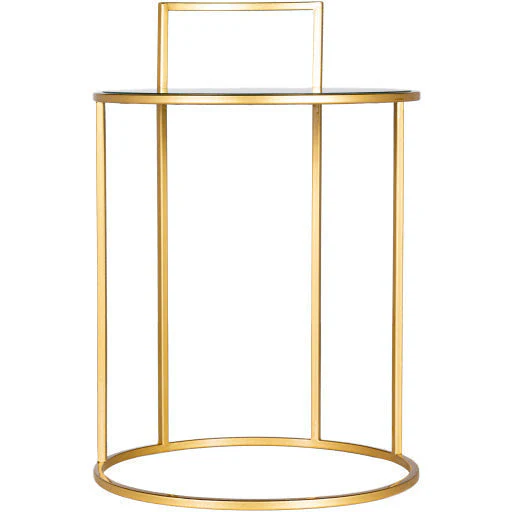 Surya Gossamer Modern Mirror Top Metallic Gold Metal Base Round Accent Side Table GGR-001 - Image 6