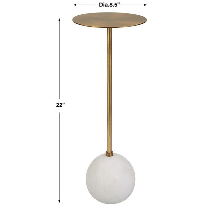 Uttermost Gimlet Brass With White Marble Modern Round Drink Table - Image 5