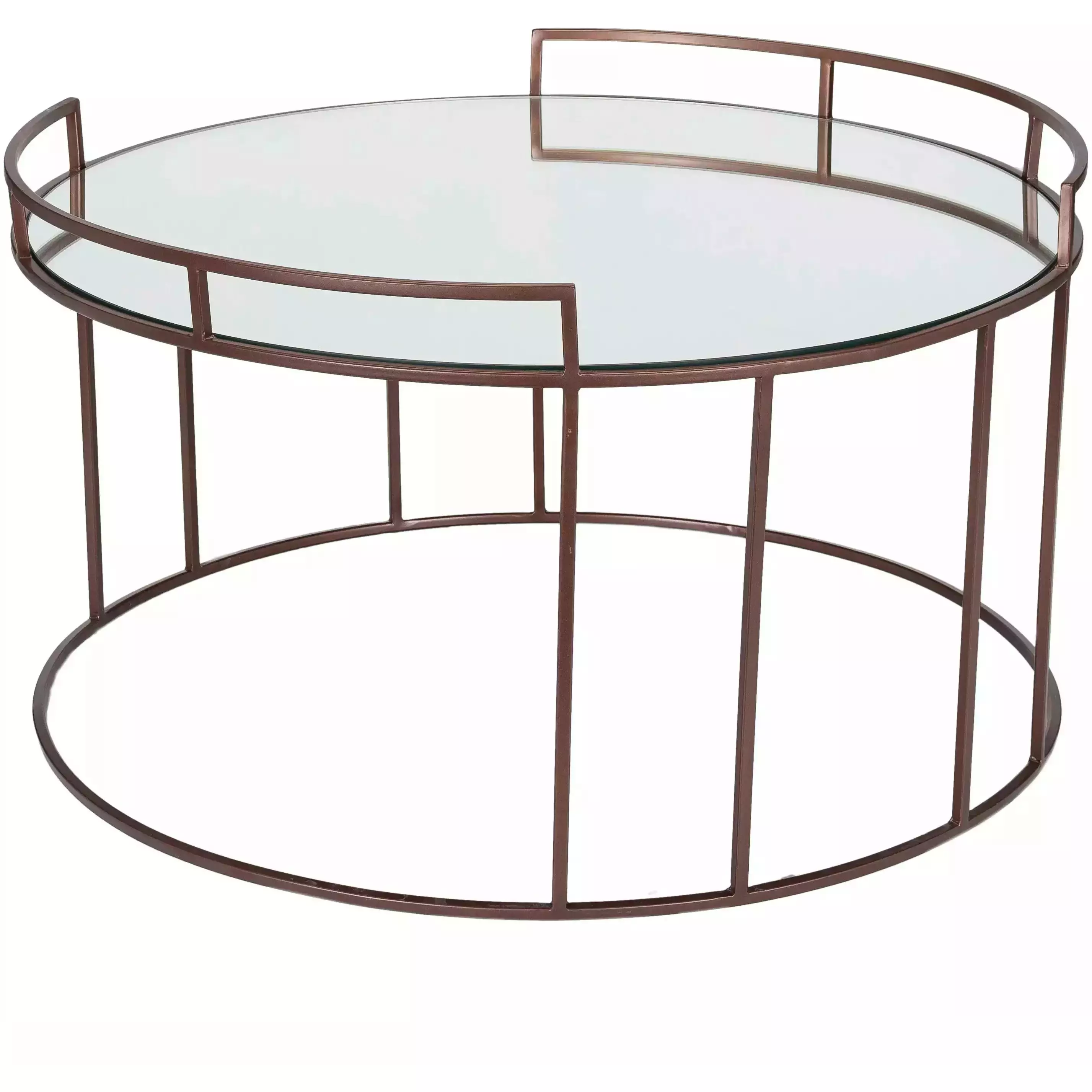 Surya Gossamer Modern Mirrored Top Metallic Bronze Metal Base Round Coffee Table GSS-002 - Image 2