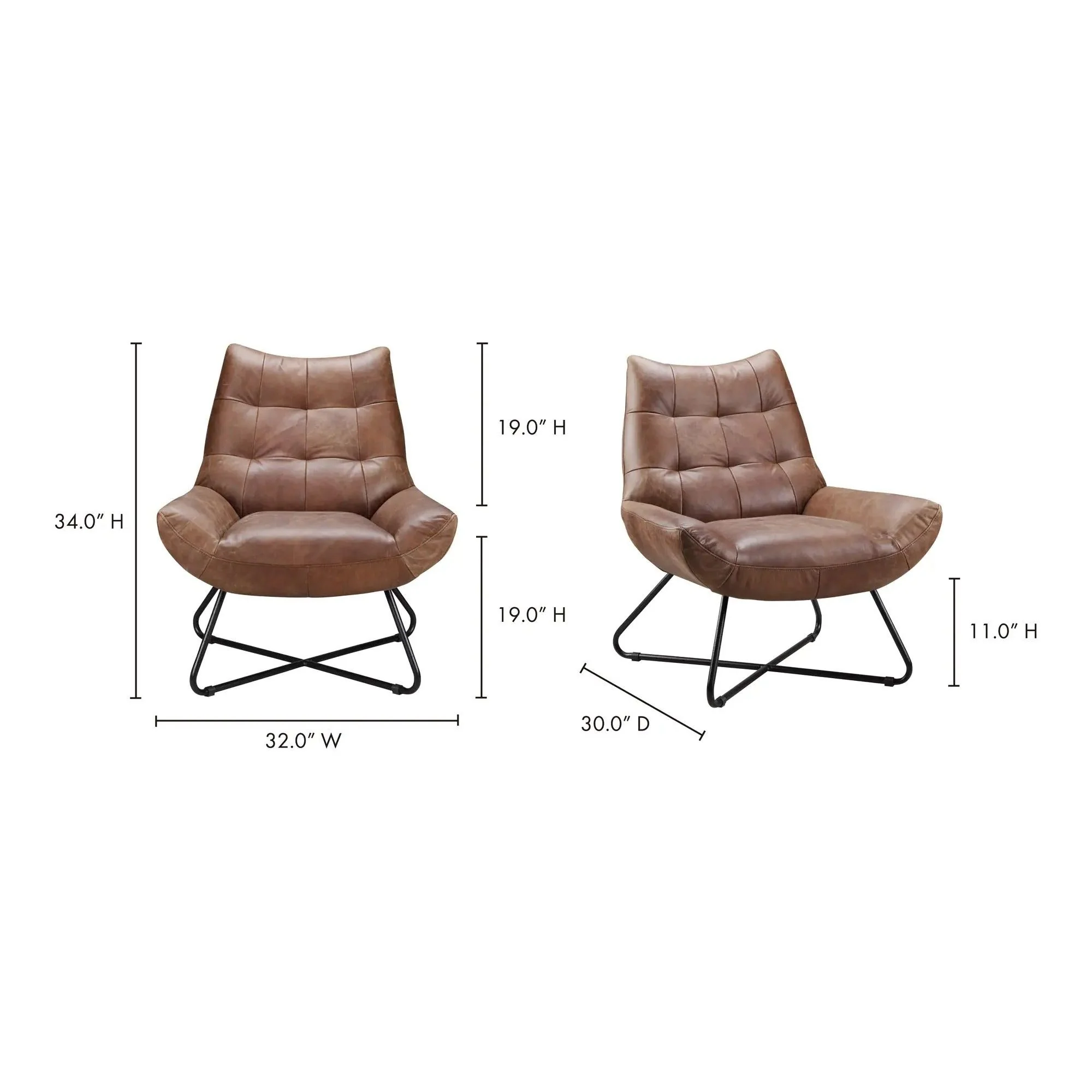 Moe’s Home Collection Graduate Leather Lounge Chair - Image 5