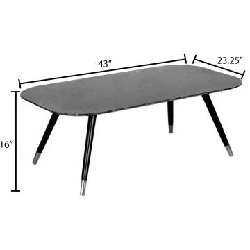 Surya Grandeur Modern Brown Marble Top With Black Wood & Brass Base Coffee Table GUR-002 - Image 6
