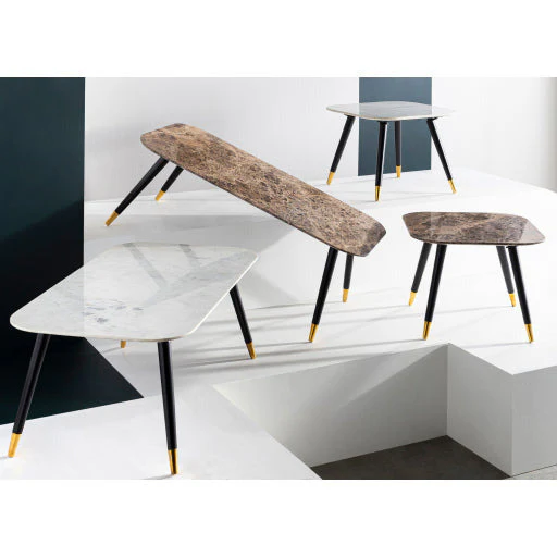 Surya Grandeur Modern Brown Marble Top With Black Wood & Brass Base Coffee Table GUR-002 - Image 7
