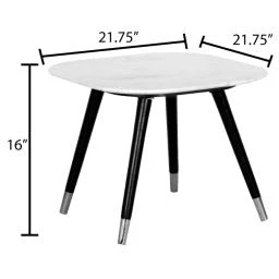 Surya Grandeur White Marble Top With Black Wood Base & Brass Feet Accent Side Table GUR-003 - Image 3