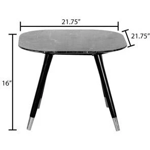 Surya Grandeur Modern Brown Marble Top With Black Wood Base & Brass Feet Accent Side Table GUR-004 - Image 6