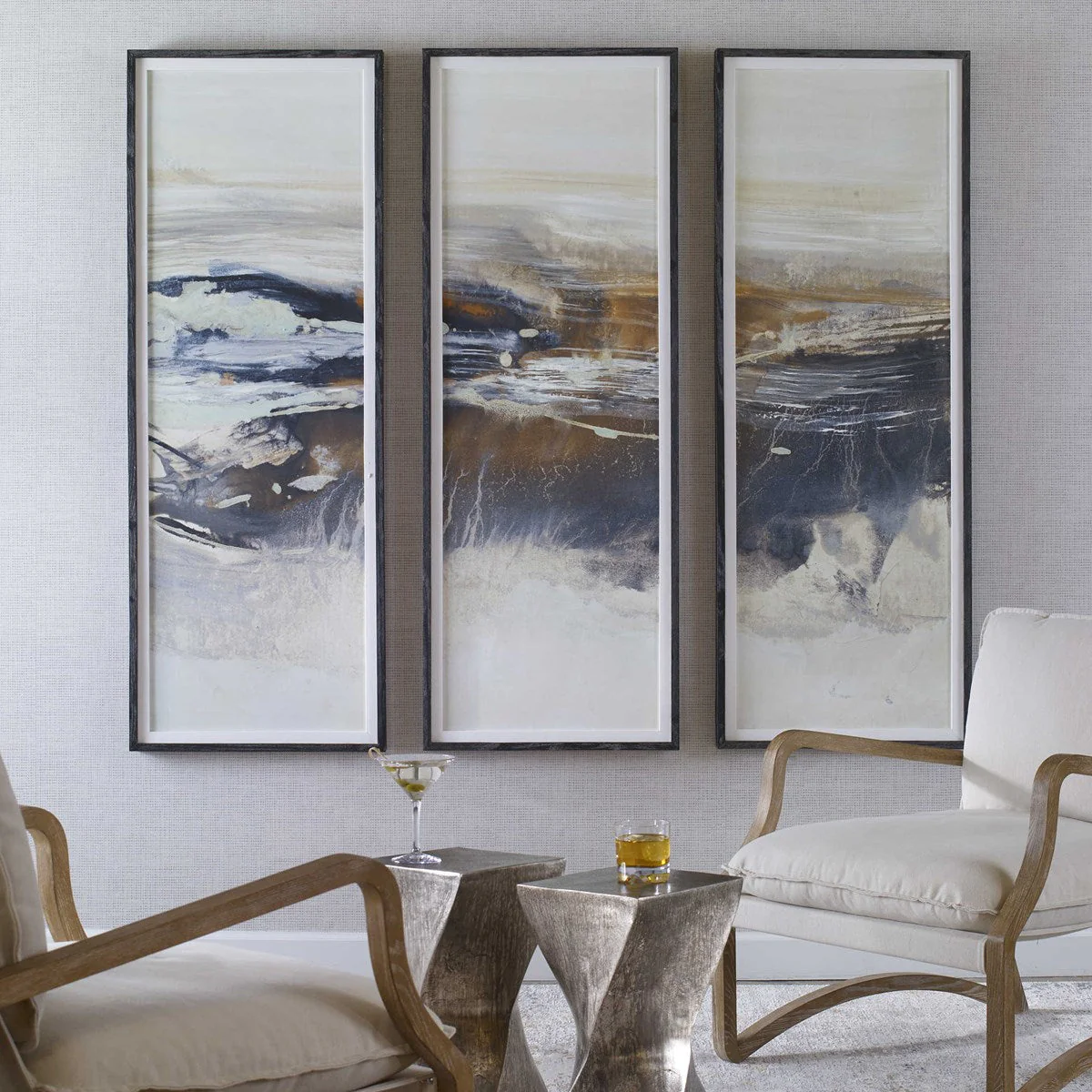 Uttermost Graphite Horizon Set of 3 Framed Prints - Image 2