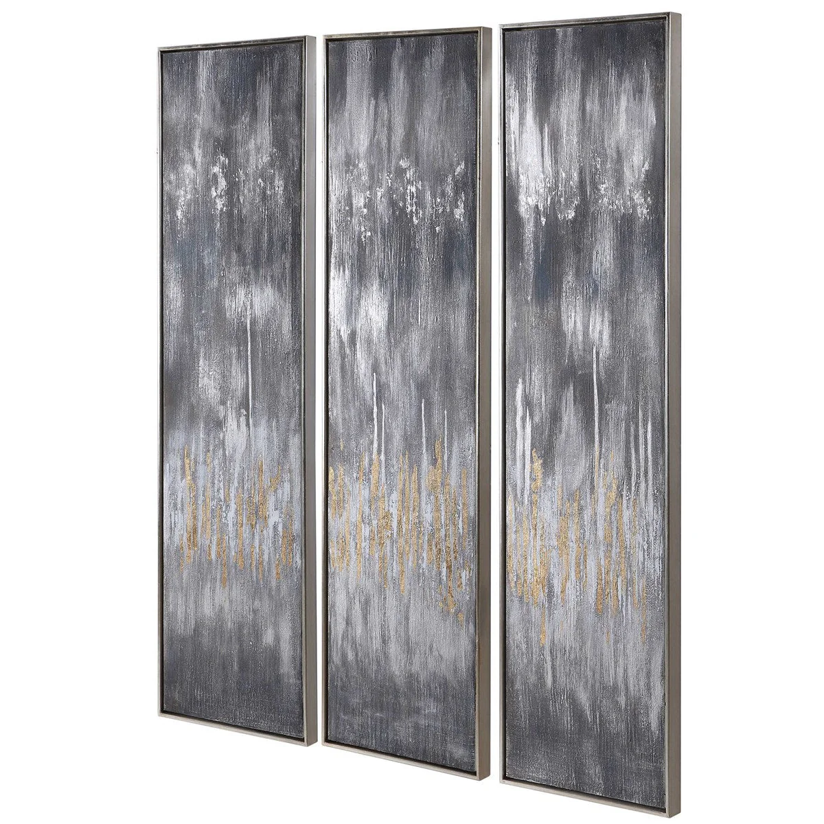 Uttermost Gray Showers Set of 3 Hand Painted Canvases - Image 4