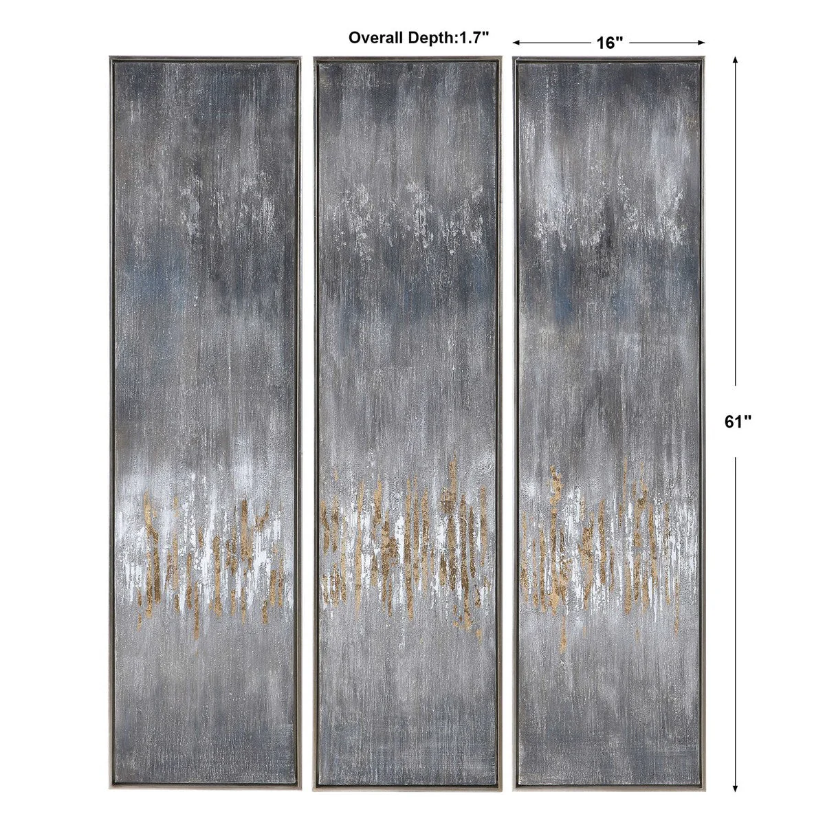 Uttermost Gray Showers Set of 3 Hand Painted Canvases - Image 6