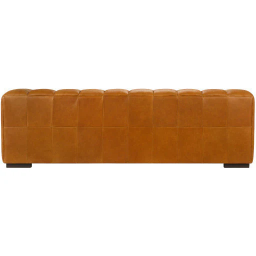Surya Grenoble Modern Channeled Cognac Brown Leather Sofa - Image 4