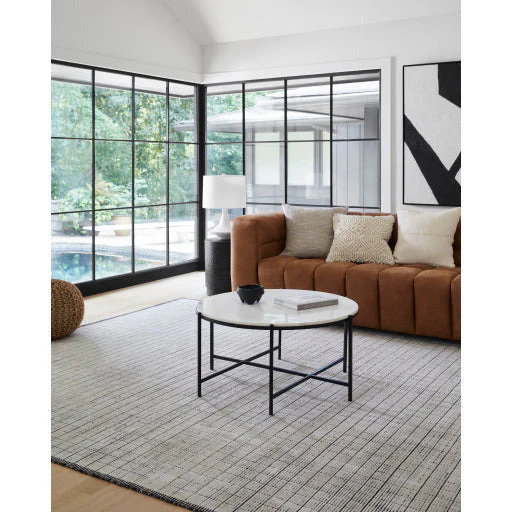 Surya Grenoble Modern Cognac Brown Bonded Leather Sofa - Image 5