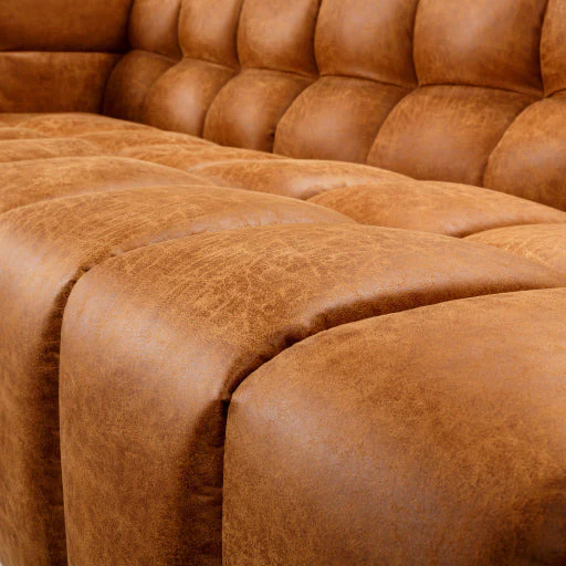Surya Grenoble Modern Cognac Brown Bonded Leather Sofa - Image 7