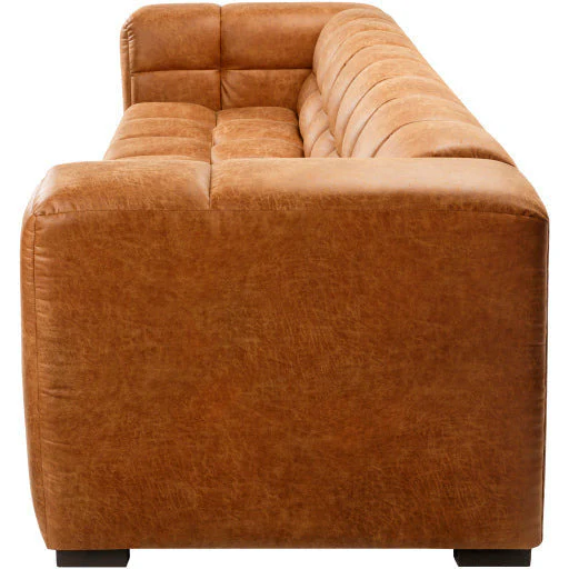 Surya Grenoble Modern Cognac Brown Bonded Leather Sofa - Image 8
