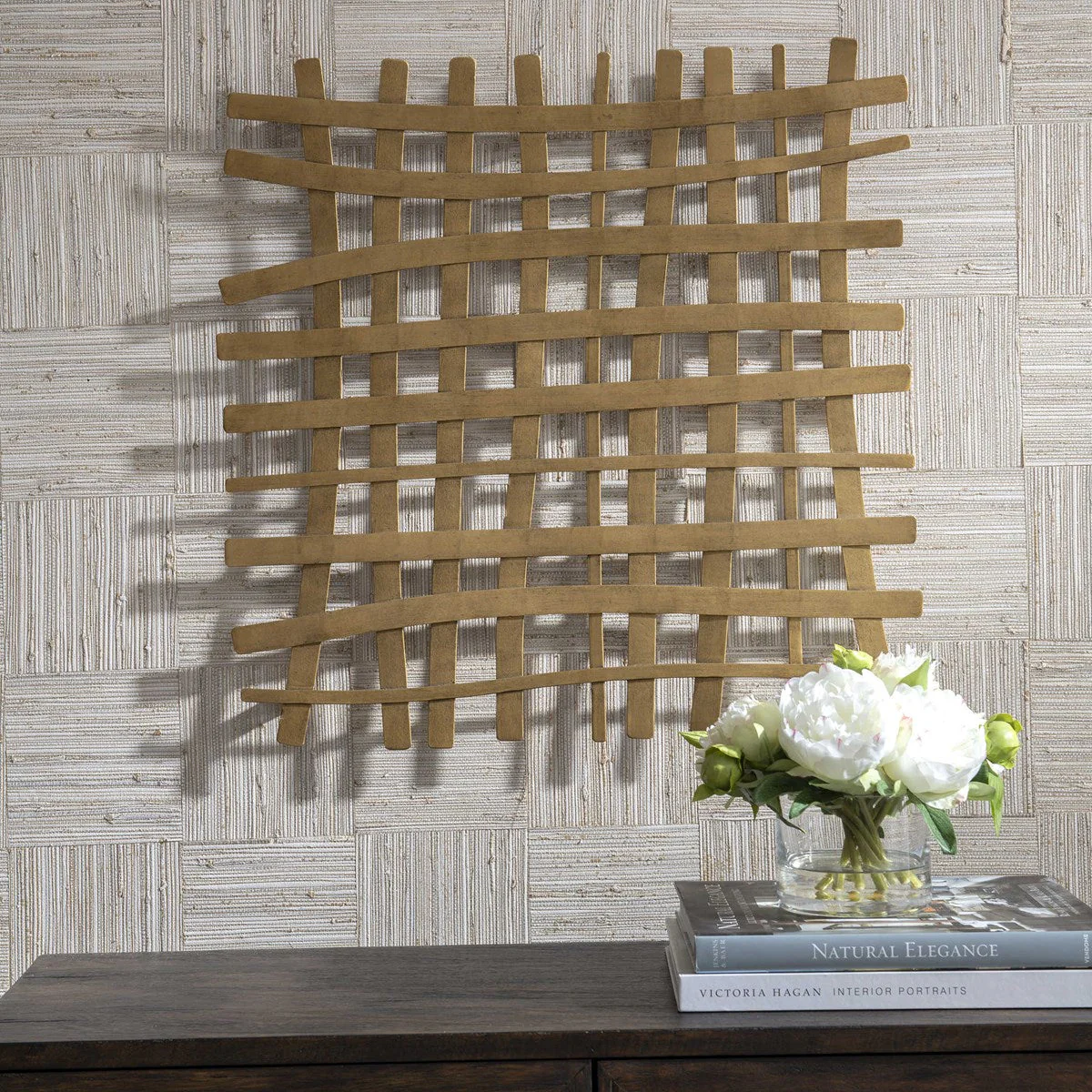 Uttermost Gridlines Antiqued Gold Metal Wall Decor - Image 3
