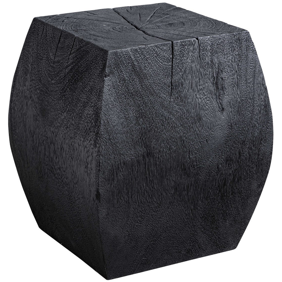 Uttermost Grove Suar Wood Rustic Black Finish Modern Accent Stool - Image 2